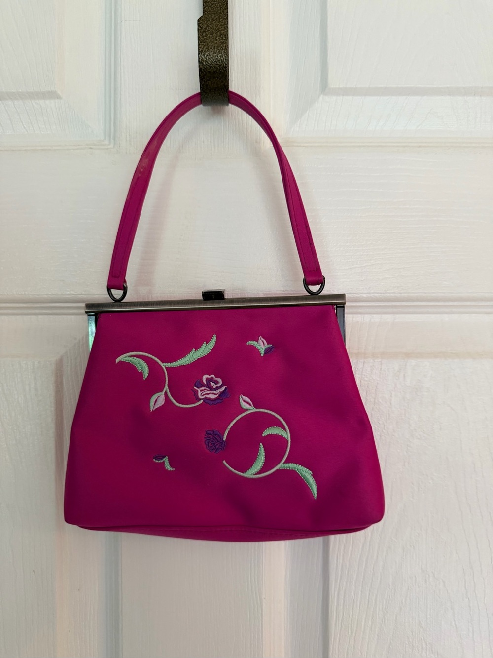 Esprit De Corp Pink Floral Embroidered Frame Handbag Purse Y2K